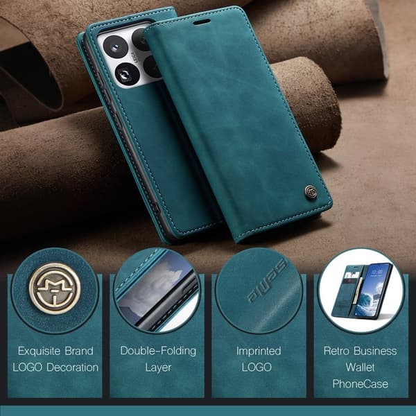 CASEME 013 Plånboksfodral för Xiaomi 15 Pro KonstLäder - Blå