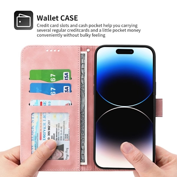 DIERFENG DF-03 Plånboksfodral i Konstläder för iPhone 12 Pro Max - Rosa
