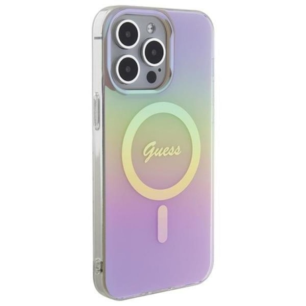 Guess iPhone 15 Pro Mobilskal Magsafe IML Iridescent - Rosa