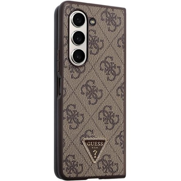 Guess Galaxy Z Fold 5 Mobilskal Läder Diamond Triangle - Brun