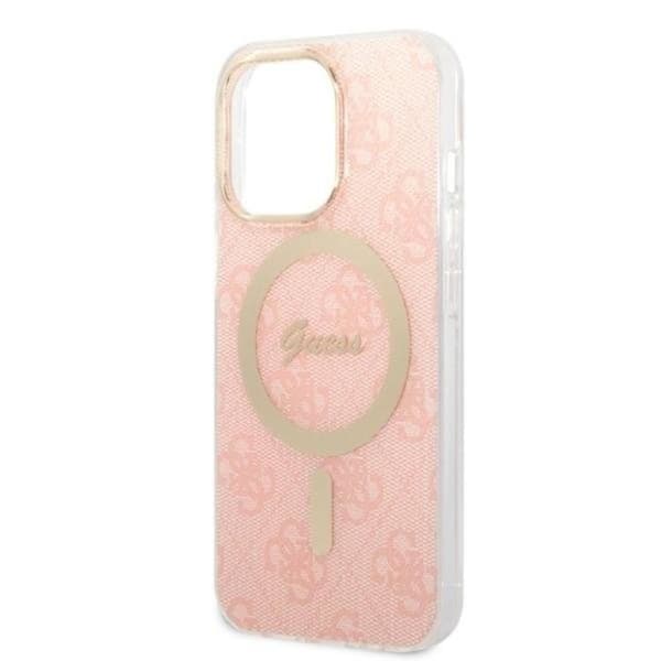 Guess iPhone 13 Pro Magsafe Skal 4G Print + Trådløs Oplader - Rosa Rosa