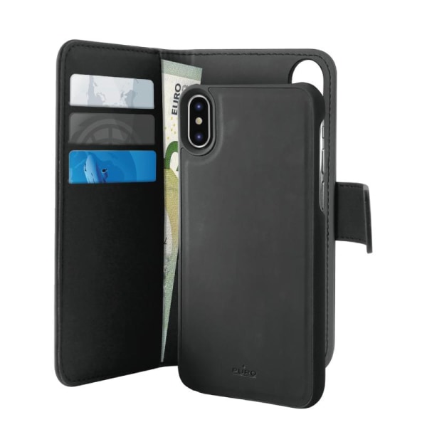 Puro - EcoLeather Wallet Case Aftagelig iPhone X / XS - Svar Black