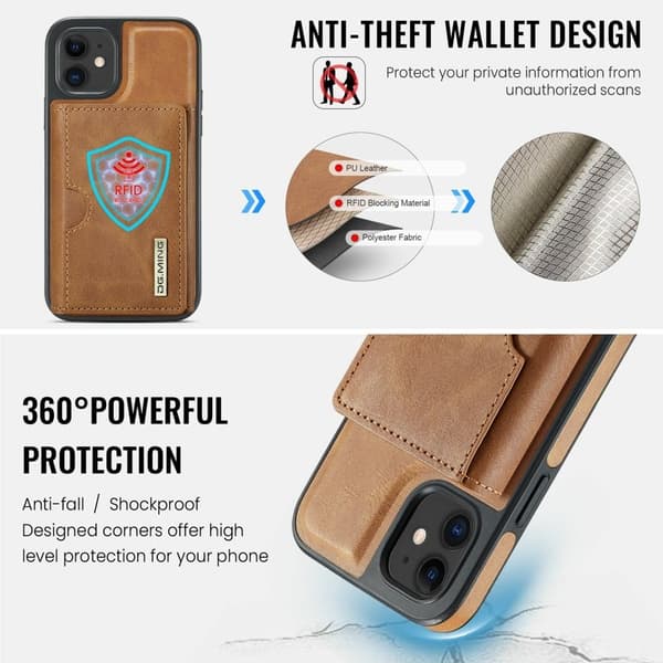 DG.MING M6 Series Mobilskal till iPhone 12/12 Pro Magnetiskt Brun