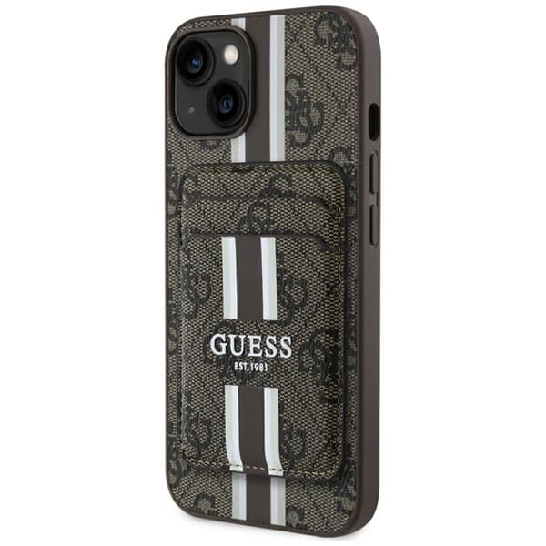 Guess iPhone 15 Etui Magsafe Kortholder Striber Black