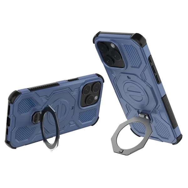 Mobilskal till iPhone 15 Pro Plast Shockproof med Rotating Kickstand - Blå
