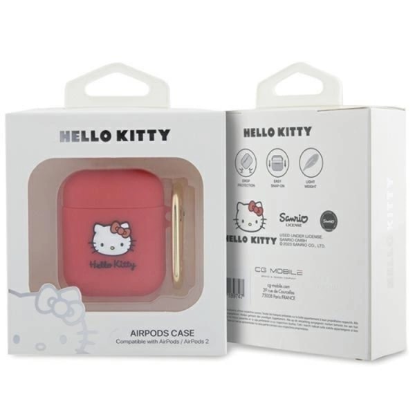 Hello Kitty AirPods 1/2 Shell Silikone 3D Kitty Head - Rød
