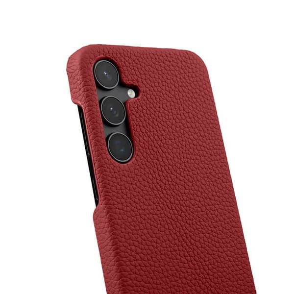 MELKCO Mobilskal till Samsung Galaxy S25 Äkta läder PC Röd