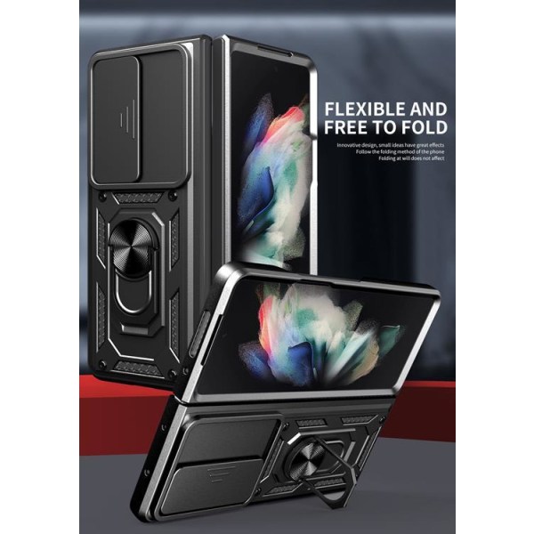 Galaxy Z Fold 4 Cover Camshield Ring Holder - Rød