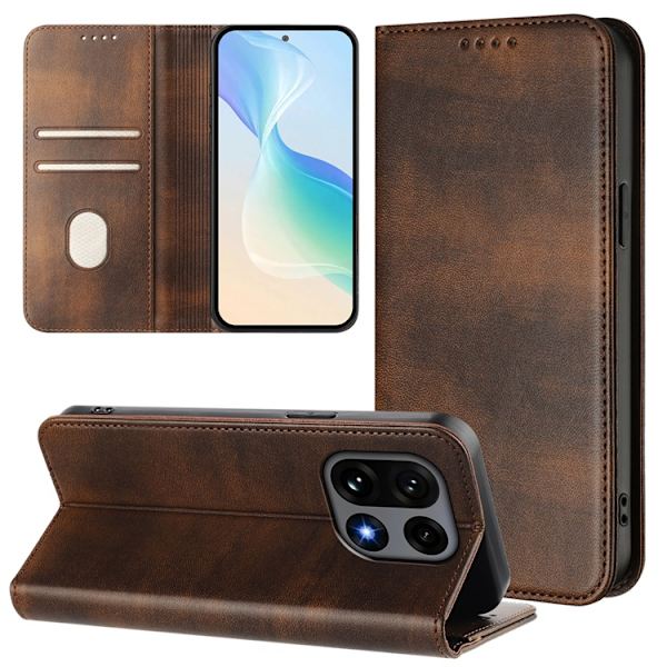 OnePlus 15 5G Plånboksfodral Retro RFID-Skydd Konstläder Brun