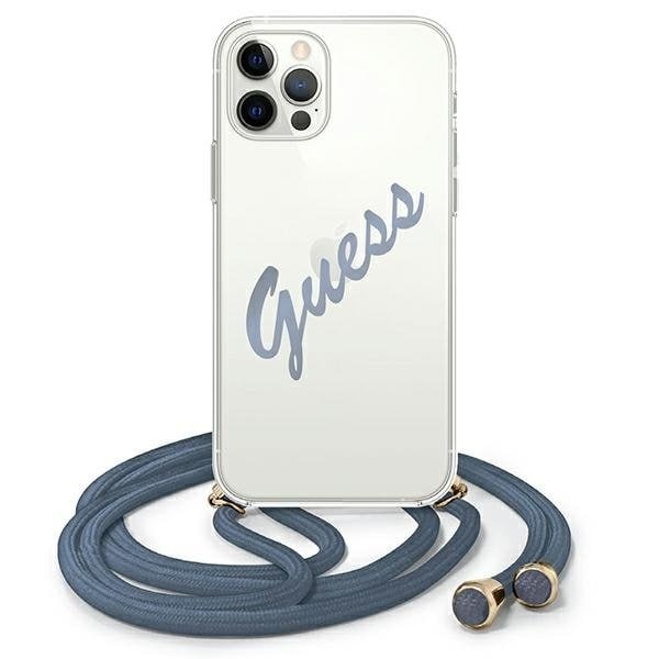Guess iPhone 12 Pro Max Skal Script Vintage Strap - Blå Blå