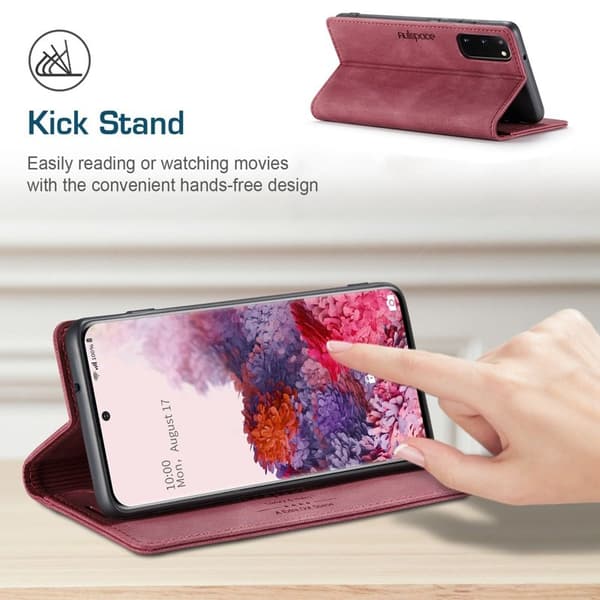AUTSPACE A01 Plånboksfodral för Samsung Galaxy S20 Konstläder - Röd