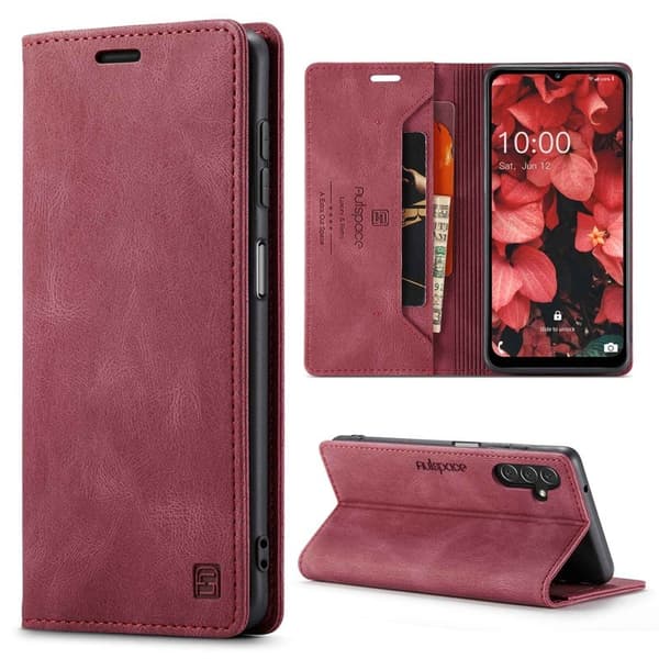 AUTSPACE A01 Plånboksfodral för Samsung Galaxy A13 5G - Konstläder - Röd