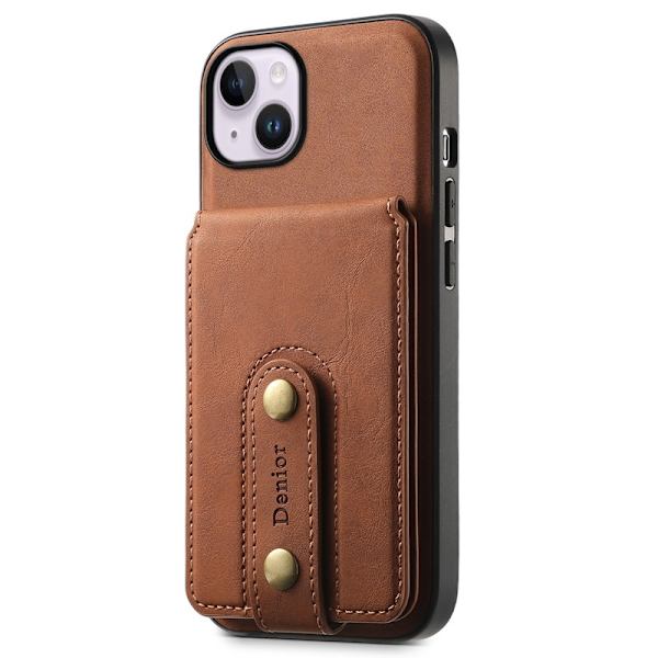 DENIOR D14 Mobilskal till iPhone 14 Plus Läder + TPU + PC Brun