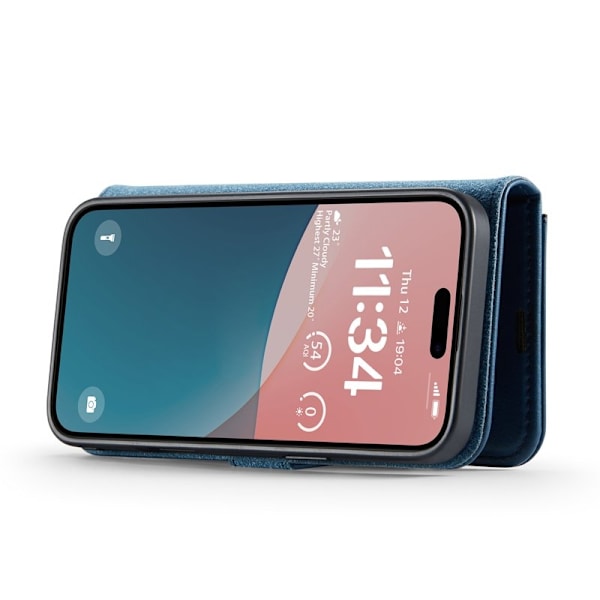 DG.MING iPhone 17 Plånboksfodral Avtagbart Äkta läder Telefon- Blå