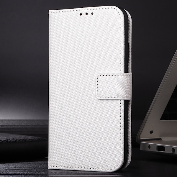 OnePlus 15 Plånboksfodral Strap Diamond Texture Konstläder Vit