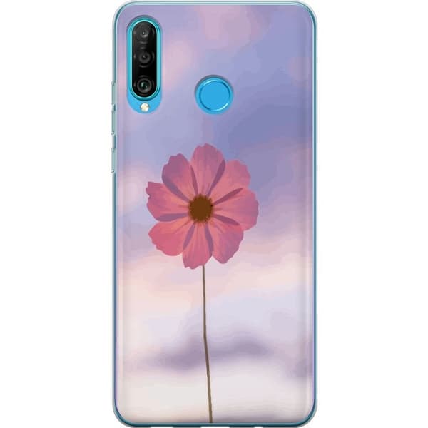 Mobilcover til Huawei P30 lite med lyserød blomst