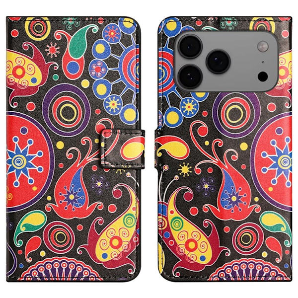 iPhone 17 Pro Plånboksfodral Pattern Print Konstläder - Maneter Svart