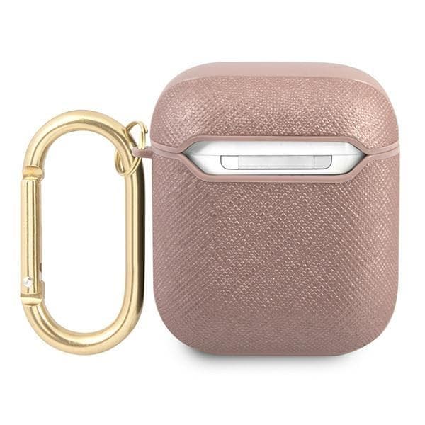 Guess Saffiano Script Metal Collection Skal AirPods - Rosa Pink