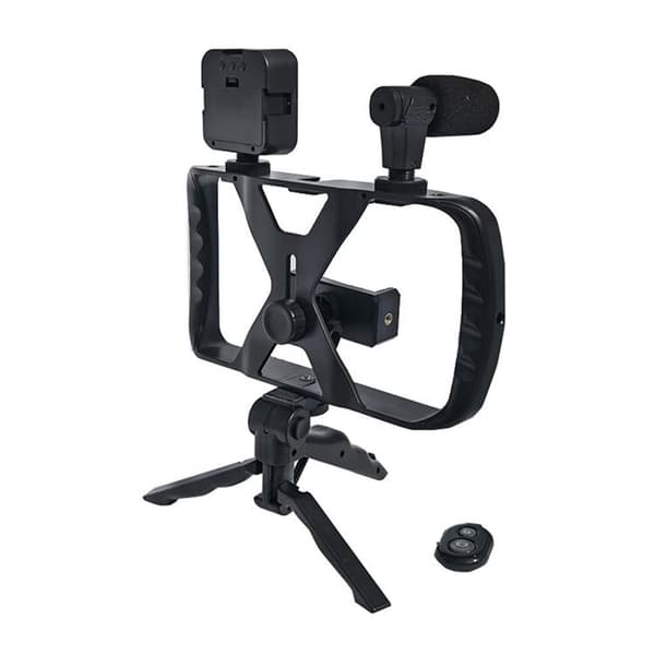 Selfiestick med Stativ för Livesändning med LED-blixt och Mikrofon