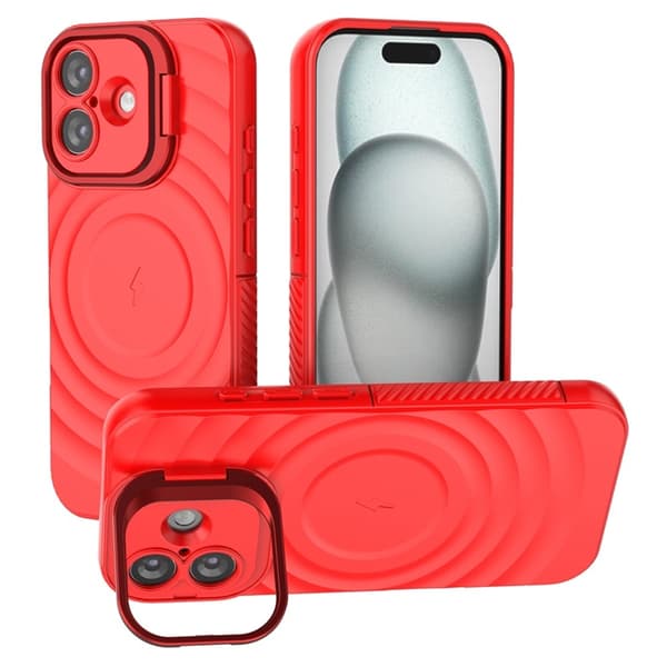 Mobilskal till iPhone 17 MagSafe Ripple Texture Kickstand - Röd Röd