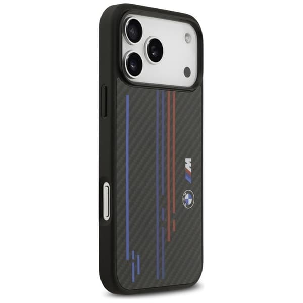 BMW telefontaske til iPhone 17 Pro Max MagSafe M Kevlar linjer & Logo - Sort Svart
