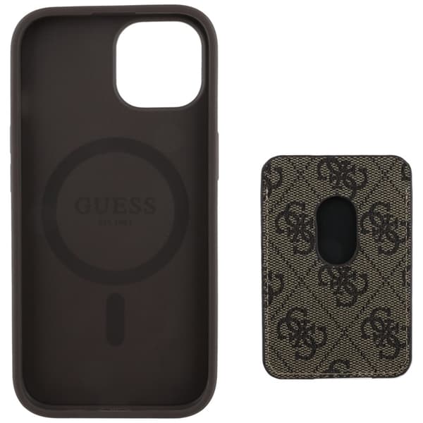 Guess iPhone 15 Etui Magsafe Kortholder Striber Black