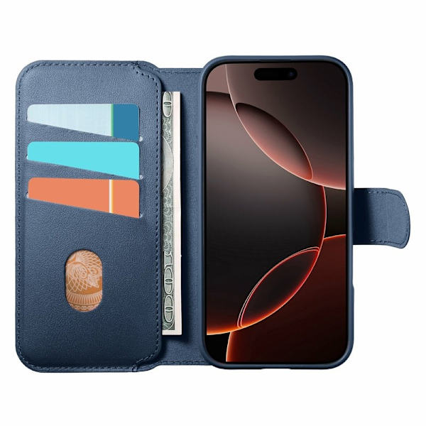 CASENEO iPhone 15 Plånboksfodral RFID Blocking Konstläder - Blå