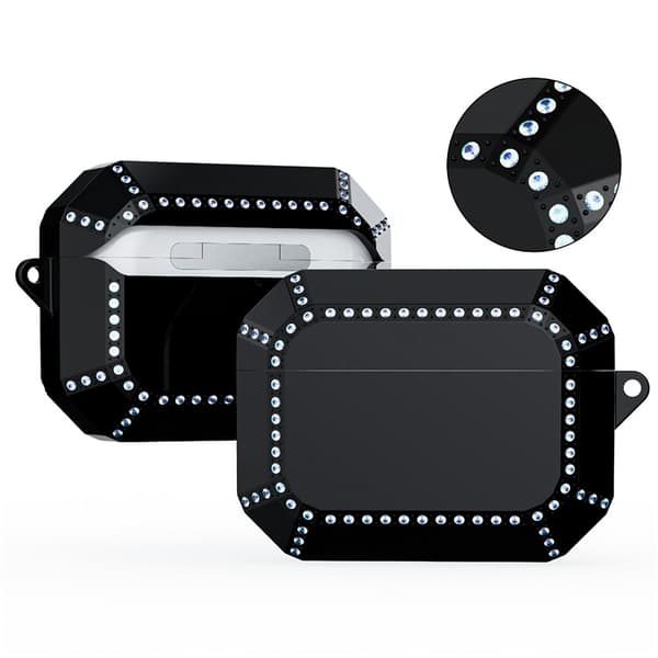 Airpods Pro 2 Skal Rhinestone Shockproof - Solid Svart Black
