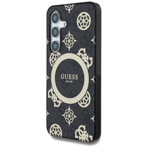 Guess Mobilskal till Galaxy S25 MagSafe Guld Electroplated Peony - Svart Black