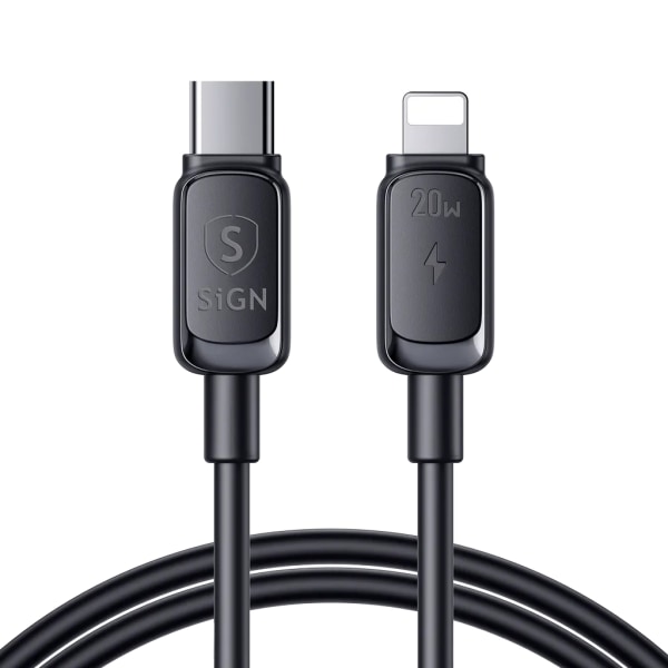 SiGN USB-C till Lightning Kablar 0.25m 20W - Svart