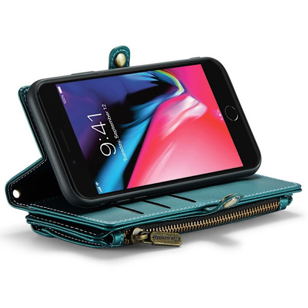 CASEME Plånboksfodral Konstläder för iPhone 6 Plus/7 Plus/8 Plus - Grön