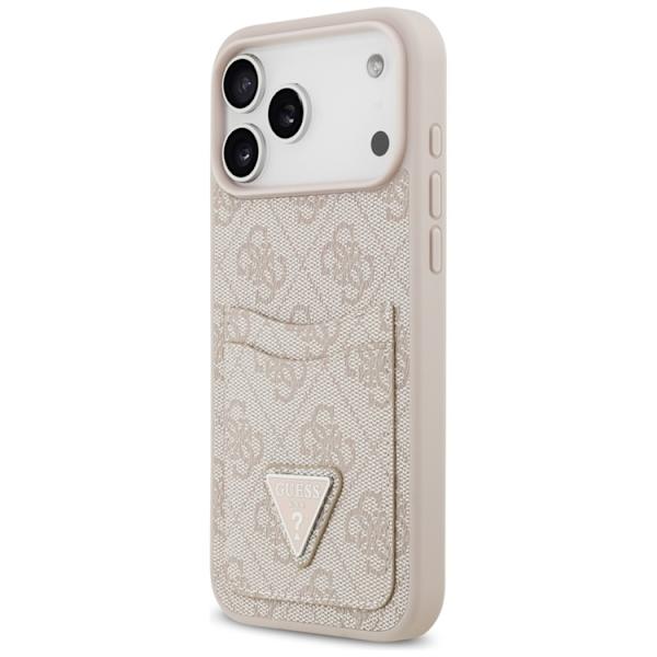 Guess Mobilskal till iPhone 17 Pro Max 4G Double Card Triangle Rosa