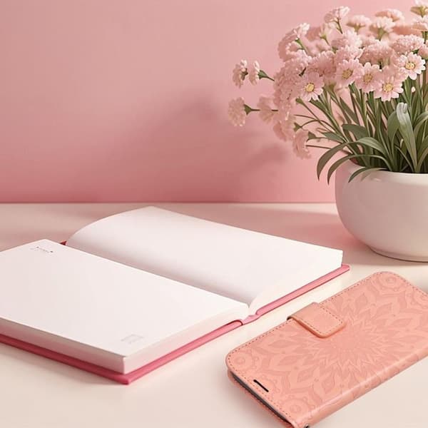 iPhone 16 Pro Plånboksfodral Mezzo Mandala - Peach Fuzz Rosa