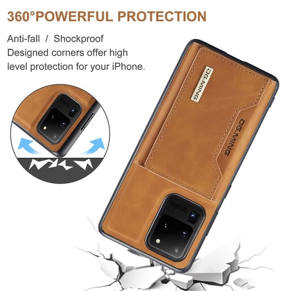 DG.MING M2 Tri-Fold Wallet Mobilskal för Samsung Galaxy S20 Ultra - Brun