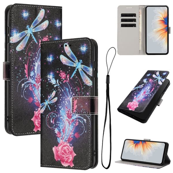 Plånboksfodral för Samsung Galaxy S26 Plus Mönstertryck Konstläder - Dragonfly