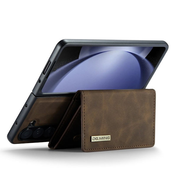DG.MING Magnetiskt Avtagbart Plånboksfodral Samsung Galaxy Z Fold5 Brun