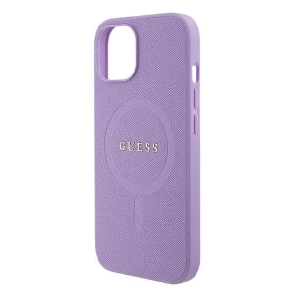 Guess iPhone 15 Mobilskal Magsafe Saffiano - Lilla Lila