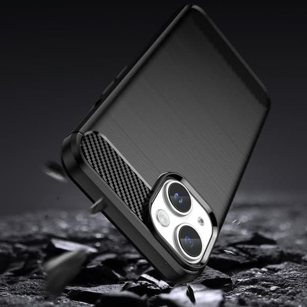 iPhone 14 Plus Skal Carbon Fleksibel Gel - Sort Black