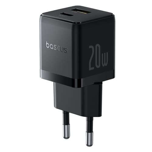 Baseus Snabbladdare USB-C - USB-A 20W Palm - Svart Svart