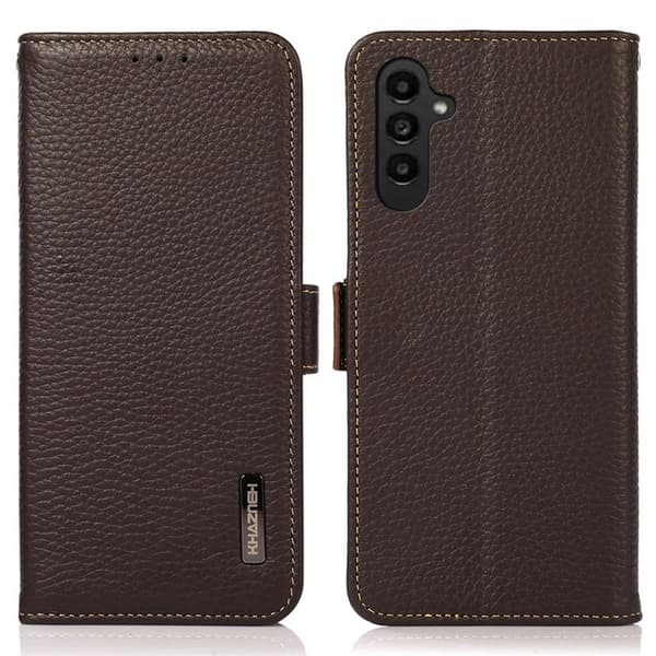 KHAZNEH Samsung Galaxy S26 / S26 Pro Plånboksfodral Äkta Läder RFID Skydd - Brun