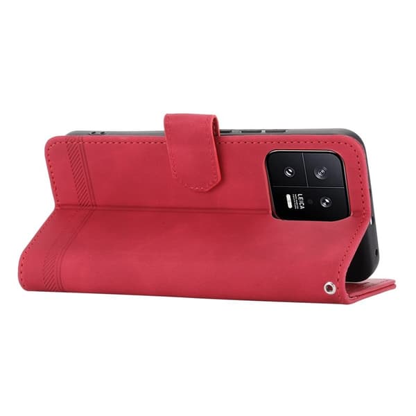 DIERFENG DF-03 Plånboksfodral för Xiaomi 13 5G - Konstläder - Röd