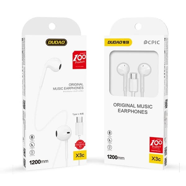 Dudao In-Ear Hörlurar med USB Typ-C Kontakt - Vit Vit