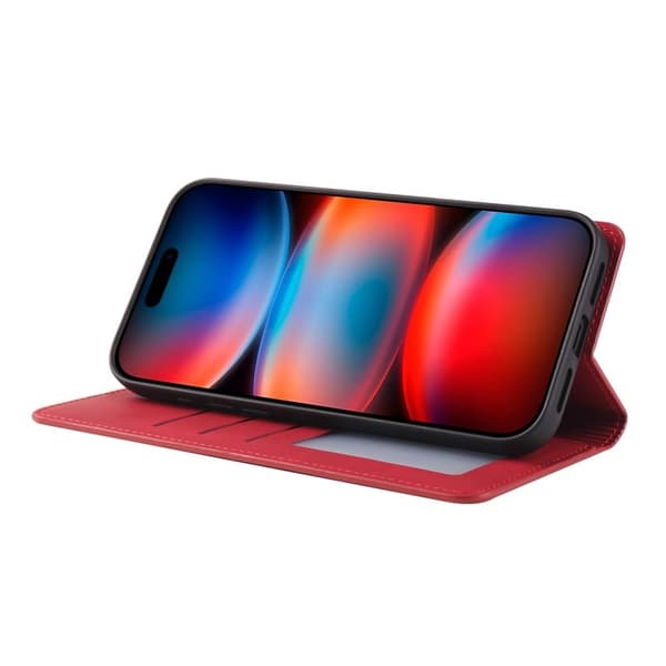 FORWENW iPhone 17 Pro Plånboksfodral Konstläder - Röd