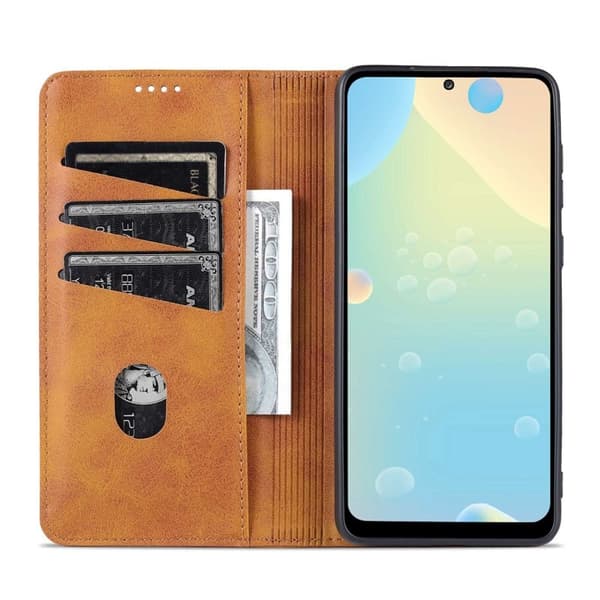 AZNS Samsung Galaxy A73 5G Plånboksfodral Konstläder - Brun