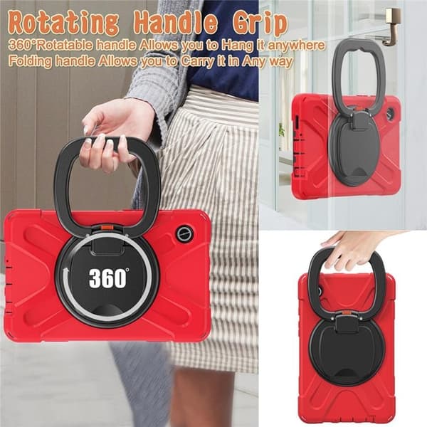 Mobilskal till Galaxy Tab A9 Kickstand Handle Grip - Röd / Svart Röd