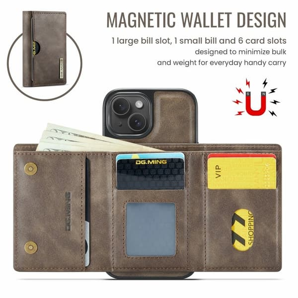 DG.MING M6 Series Mobilskal till iPhone 14 Plus Magnetiskt - Brun
