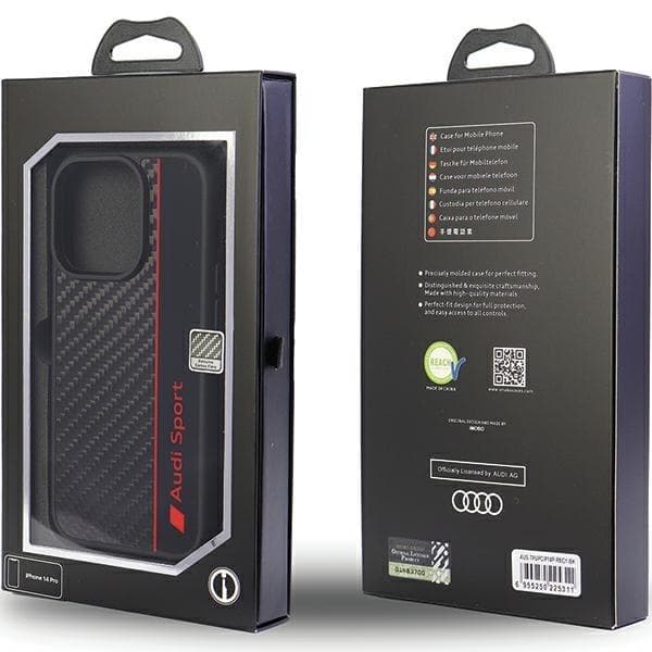 Audi iPhone 14 Pro Mobilskal Carbon Fiber Stripe - Sort Black