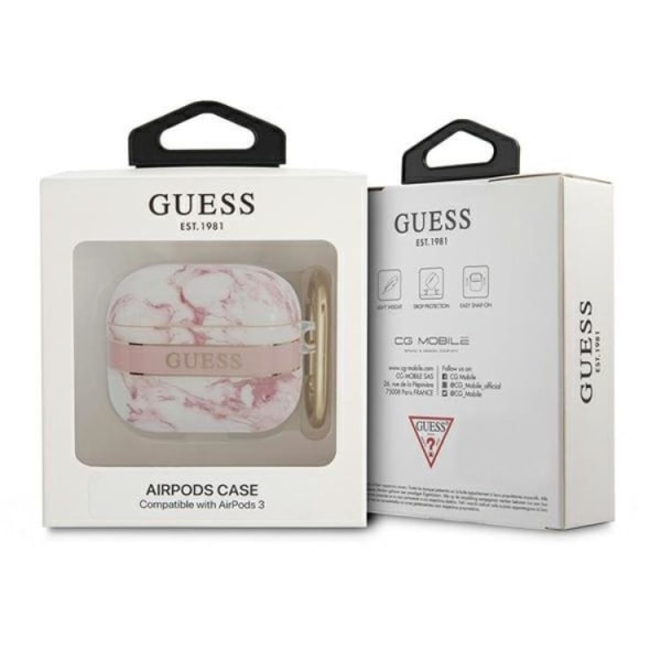 Guess AirPods 3 Skal Marble Strap Collection - Rosa