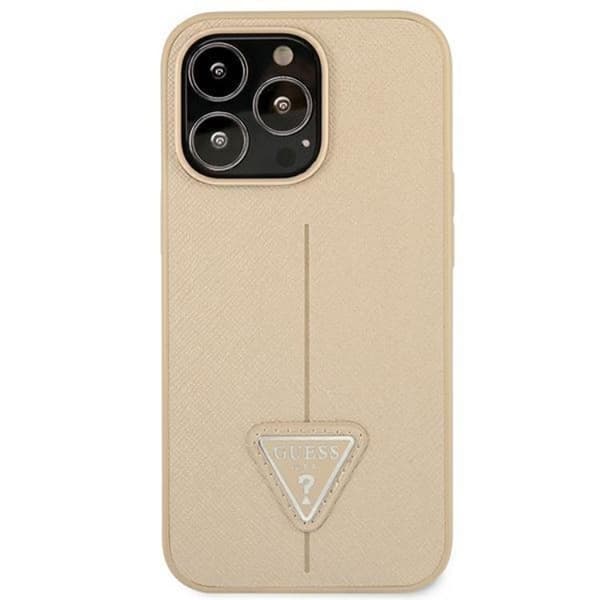 GUESS iPhone 14 Pro -kuori Saffiano Triangle Logo - Beige Beige