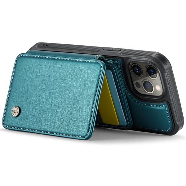 JEEHOOD J05 Mobilskal till iPhone 12 Pro Max Läder med Magnetficka Cyan